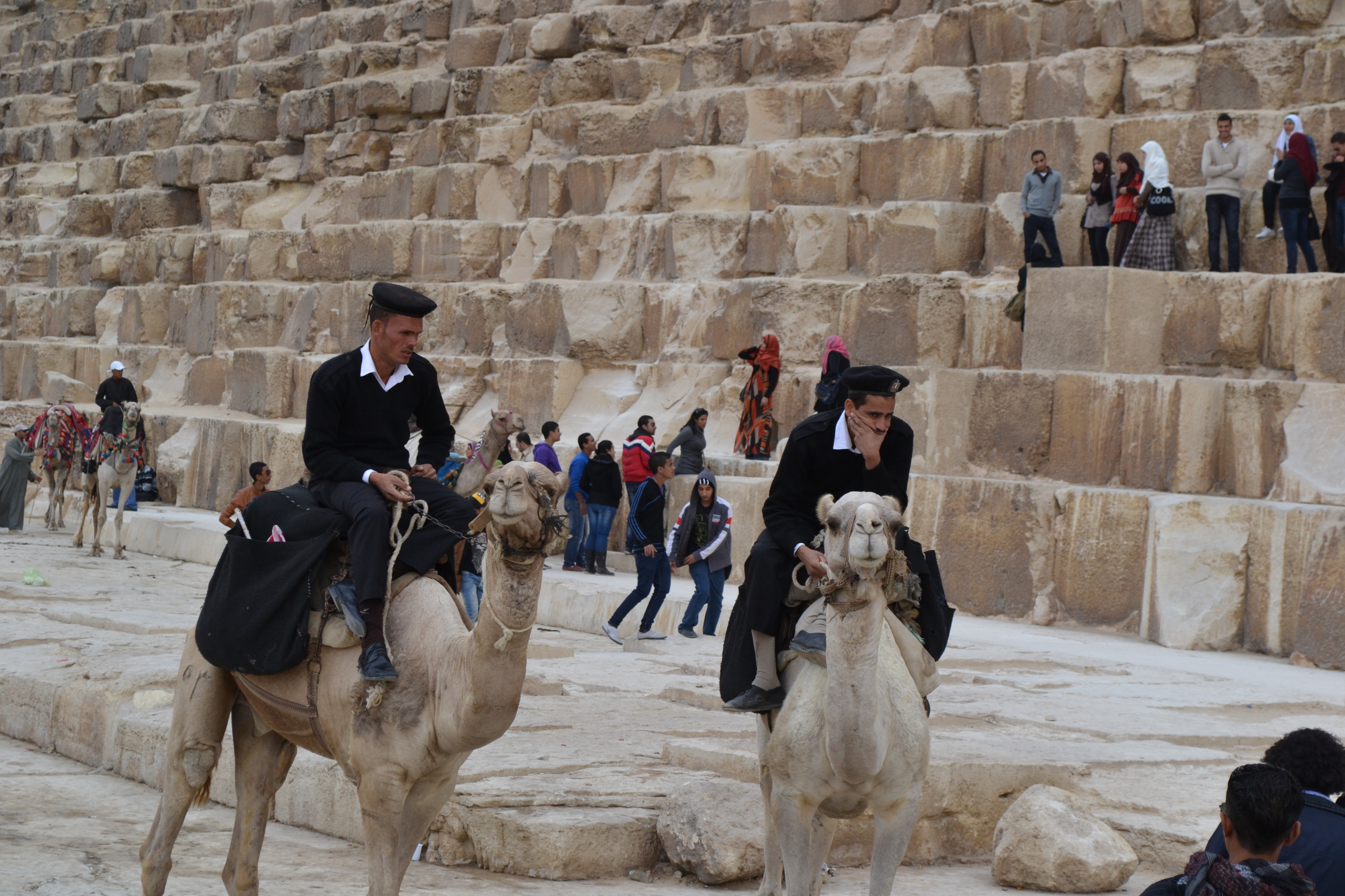 Even the police officers broke the rules and rode their 'security' camels within the vicinity of the Pyramids.
