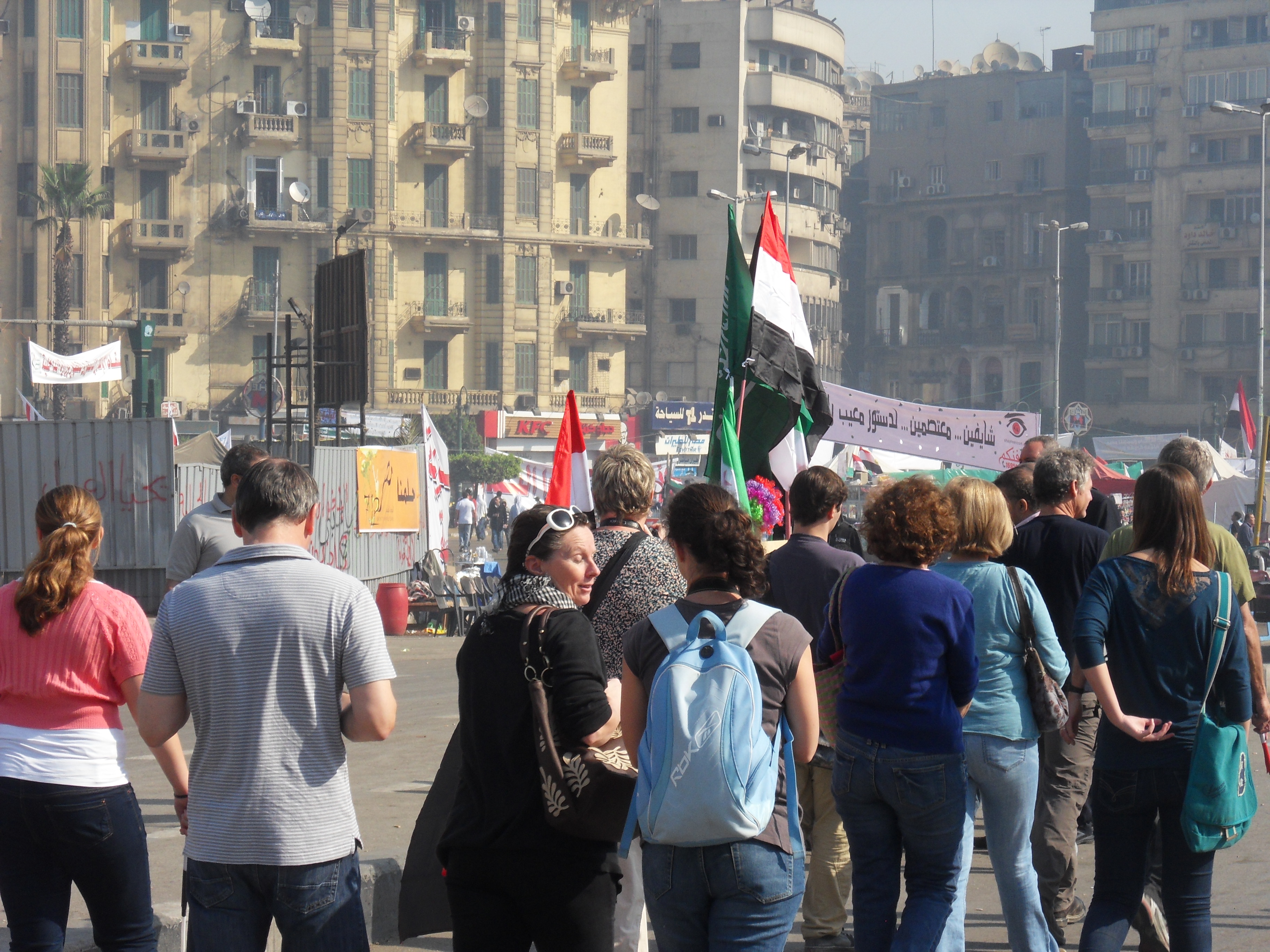 One of the tour groups entering Tahrir Square