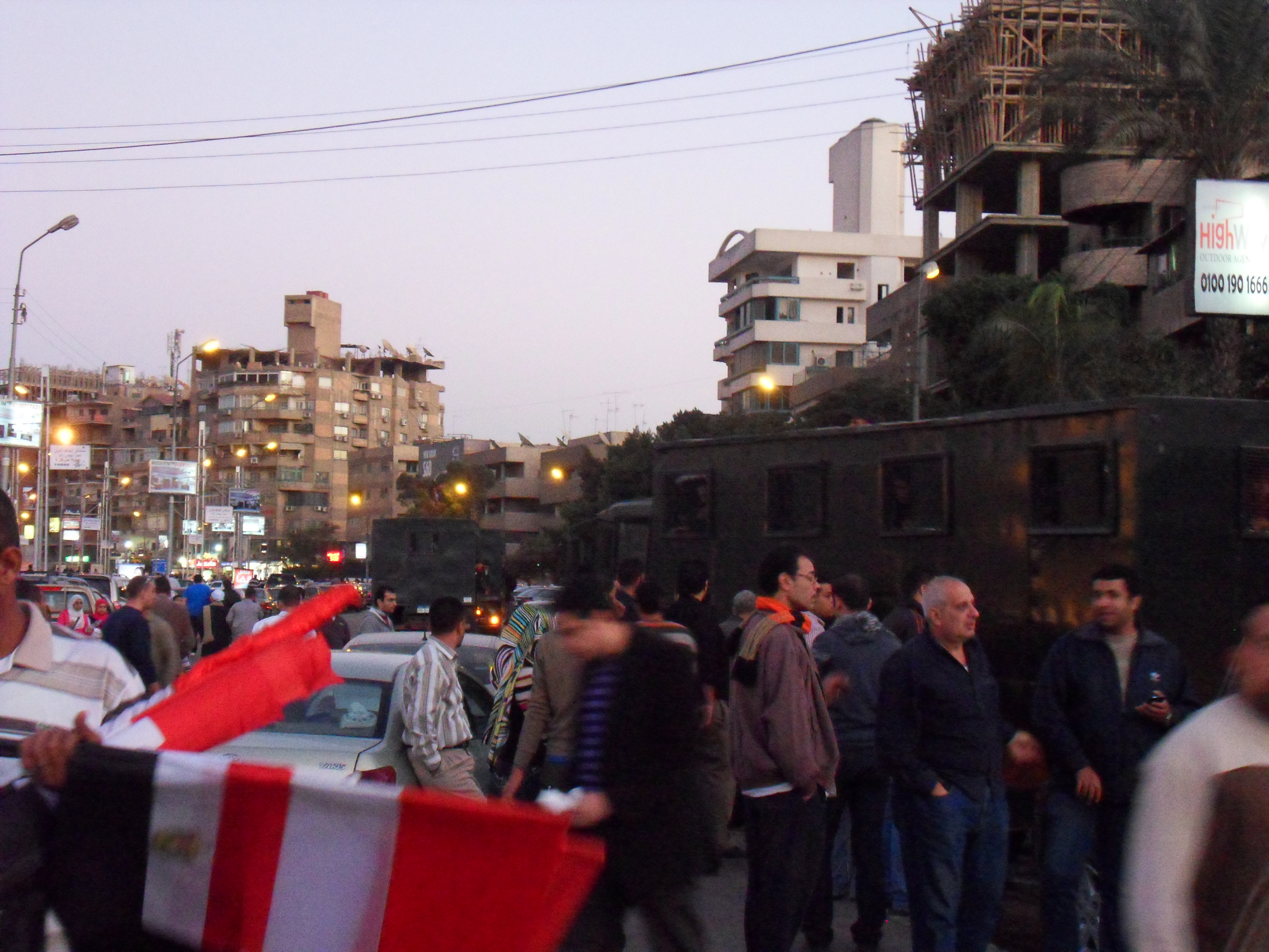 Interior Ministry Trucks near the protest zone.