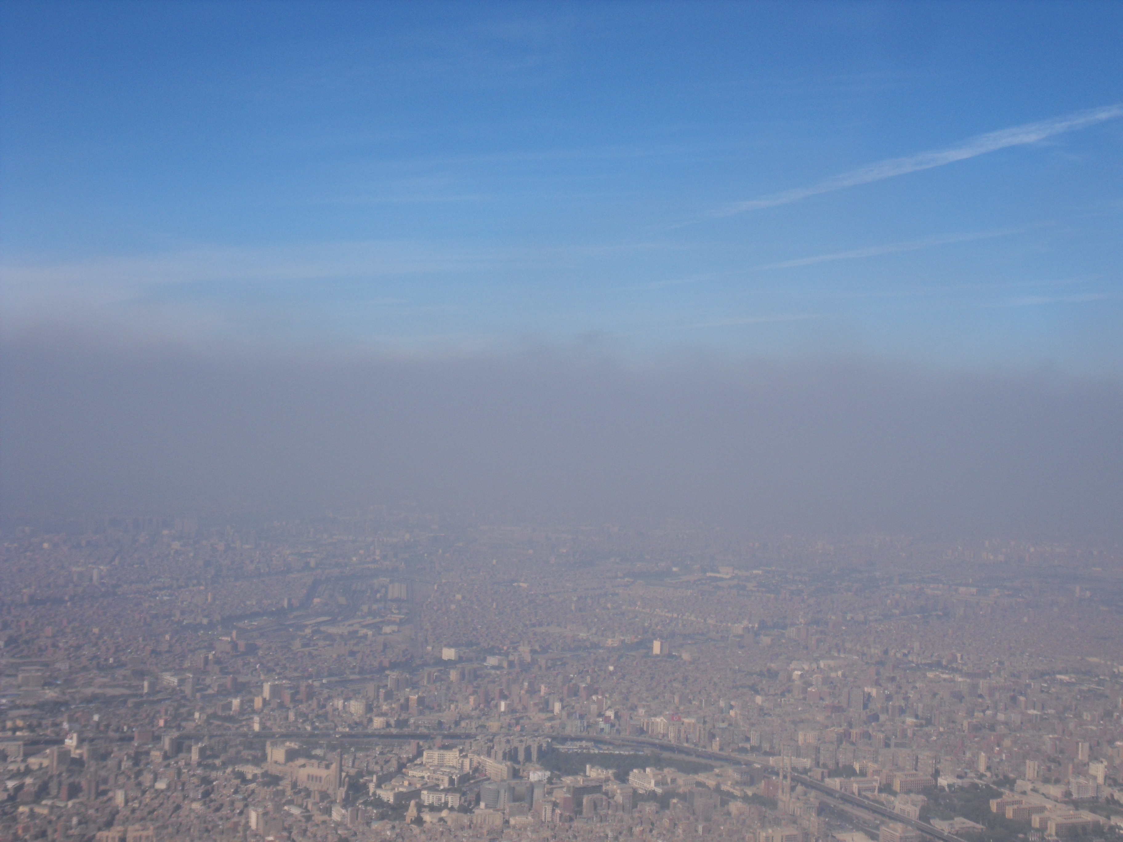 Smog over Cairo as seen from a plane.