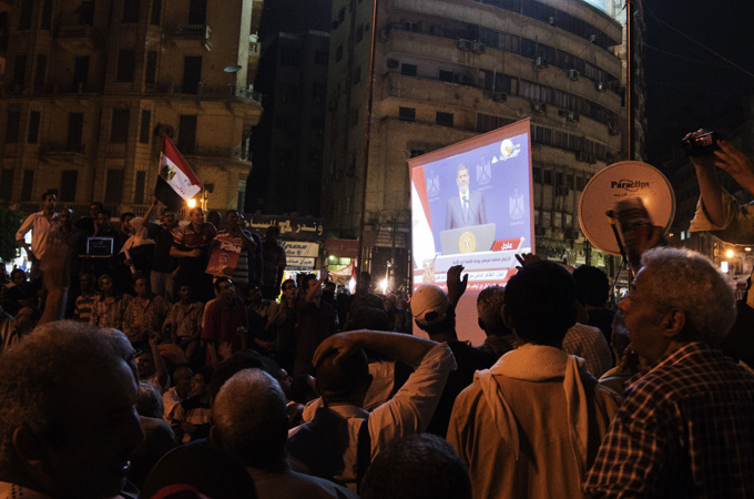 Anti-Morsi protesters in Tahrir Square react angrily to the President's speech ahead of June 30 demonstrations.