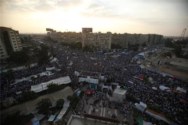 Morsi supporters gathered at Rabaa Al-Adaweya in 2013.
