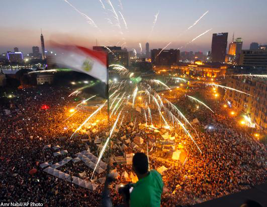 Tahrir celebrates as Morsi is toppled from power