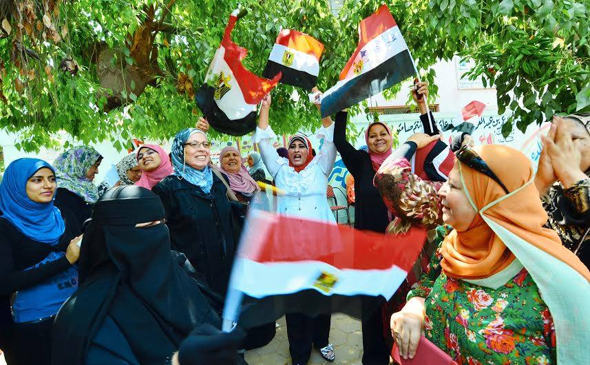 Egyptian women outside a polling station on May 26. Credit: Amir Makar/Aswat Masriya