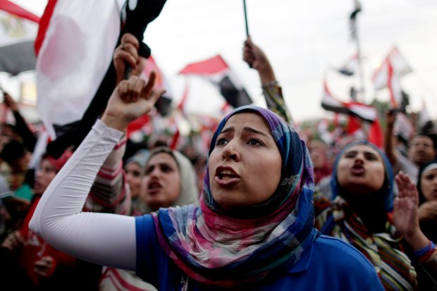 Egyptian women participate in protests in July 2013.