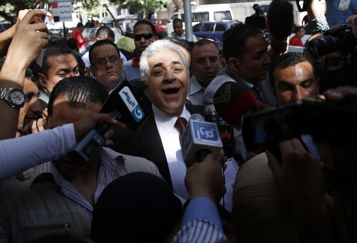 Hamdeen Sabahi at his polling station on the first day of elections.