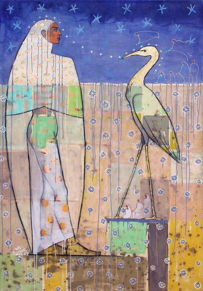 Wisdom 1, Acrylic and oil colors on canvas, 200 x 140 cm (Reda Abdel Rahman, 2012) 