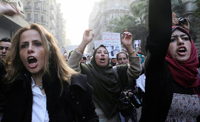 Egyptian women during a protest. Photo: Al Arabiya 