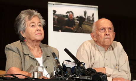 Lois and Juris Greste, the parents of Peter Greste, during a conference in Brisbane. 