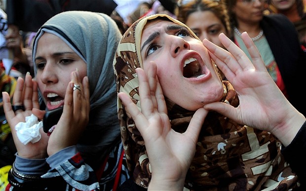 Women protest against violence. Photo: EPA/MOHAMED 