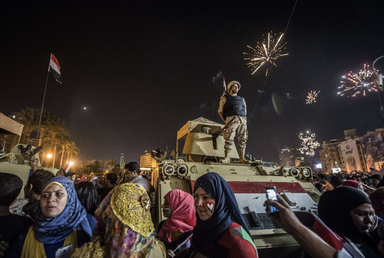 Celebrations yesterday after the Presidential elections committee announced Sisi as Egypt's President.