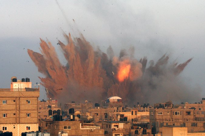 An Israeli air strike caused an explosion Friday in Rafah, in the southern Gaza Strip. Credit Said Khatib/Agence France-Presse — Getty Images