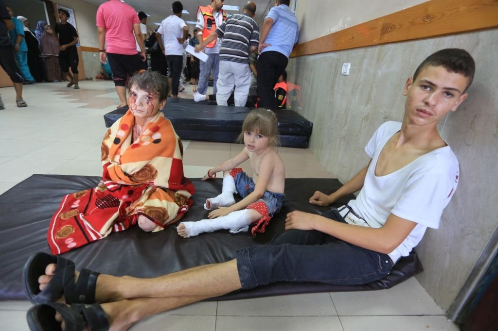 Children in hospital on July 20 after receiving treatment for their injuries.
