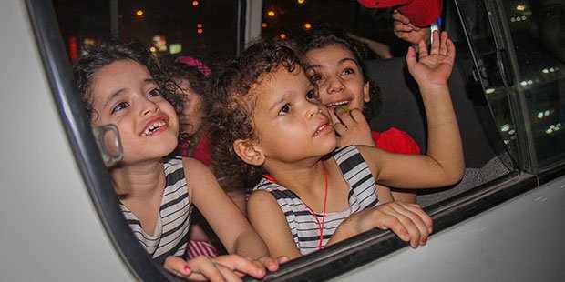 The orphange children being transferred to Dar Al Orman Charity. Photo: YOUM7/Kareem Abdul Kareem