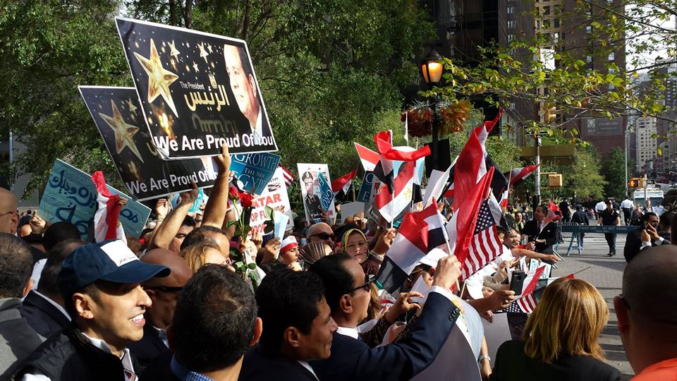 Egyptians gather near the United Nations in support of President Sisi