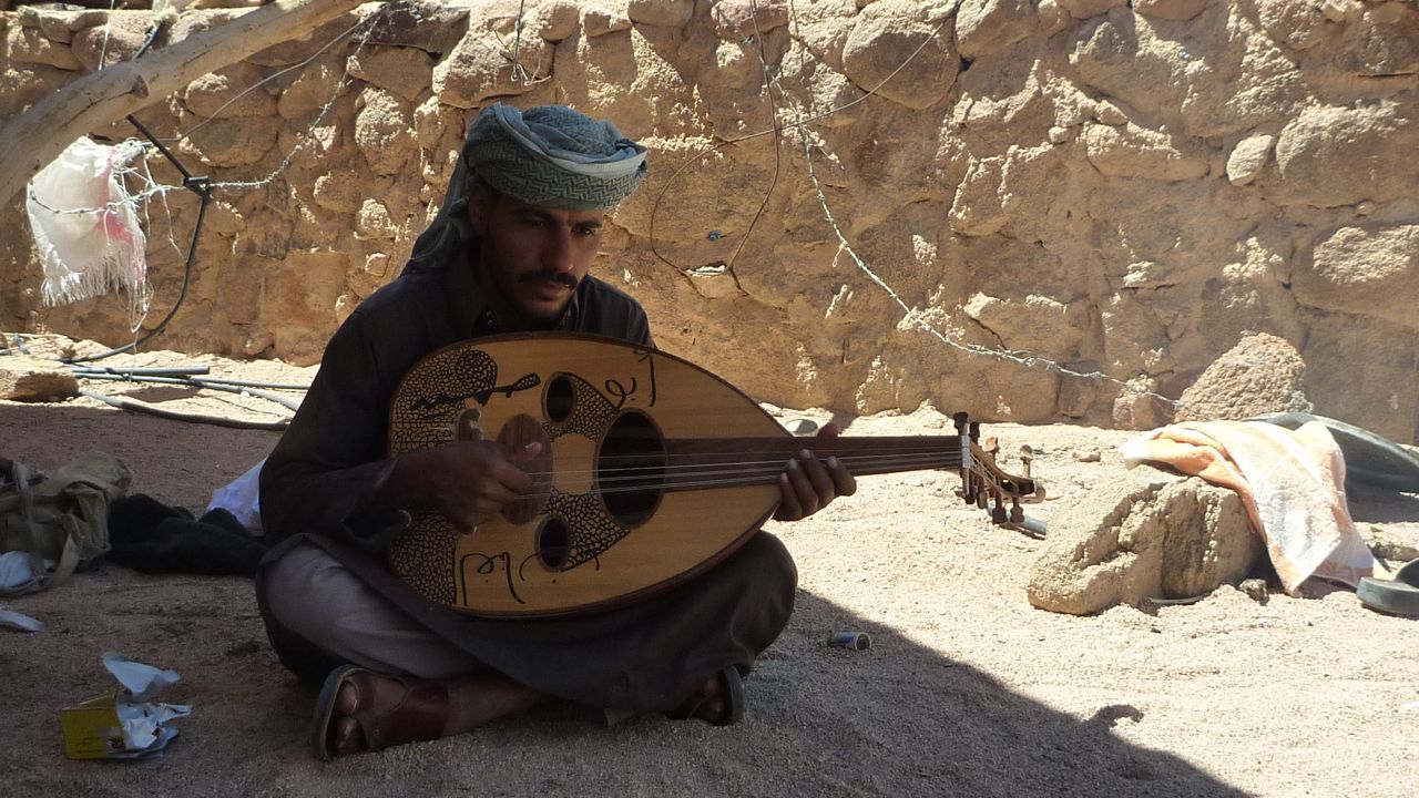 A Bedouin musician of the Gararsha tribe, near Wadi Feiran.