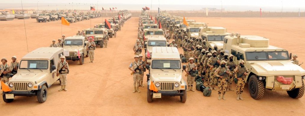 Part of the military force deployed in Egypt's North Sinai following recent attacks that killed at least 33 soldiers in October 2014.