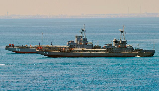 Two Egyptian navy amphibious landing craft pictured in 2009.