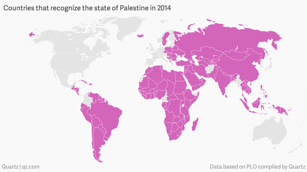 All the countries that recognize Palestine (Credit: Quartz)