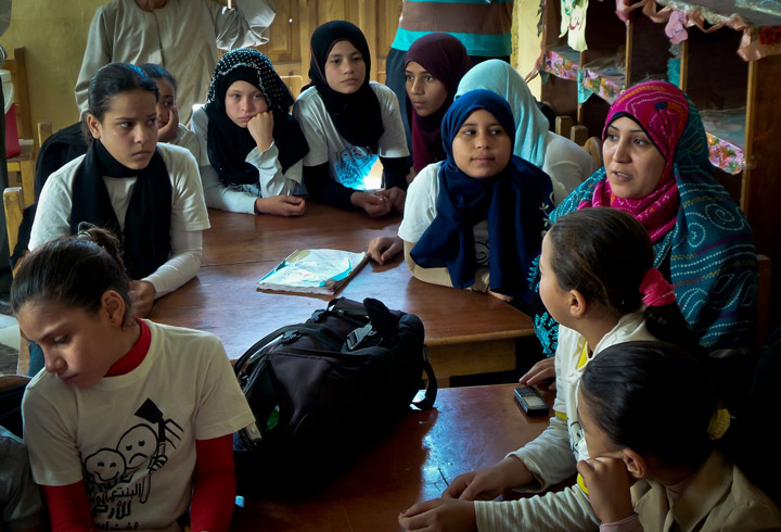 Students in Abdullah Elewa village in Fayoum. Photo by Hussein Tallal