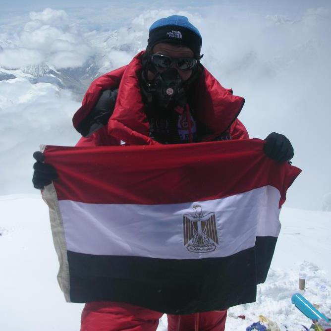 Omar Samra on top of Mount Everest in 2007