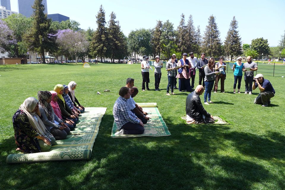 Performing Duhr (noon prayers) and reciting Psalms (Biblical poetry that Jews often recite as prayers beyond their three daily prayer services at Roxbury Park.