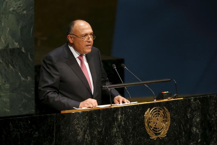Egypt's Foreign Minister Sameh Shoukry addresses the Opening Meeting of the 2015 Review Conference of the Parties to the Treaty on the Non-Proliferation of Nuclear Weapons (NPT) at United Nations headquarters in New York, April 27, 2015. REUTERS/Mike Segar