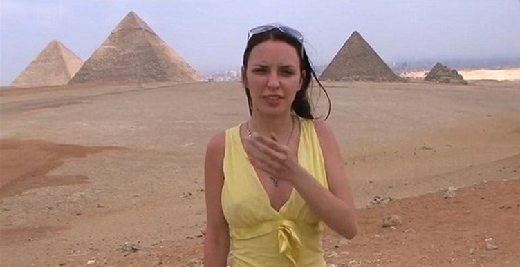 A screenshot from a pornographic video shot at Egypt's Pyramids that stirred outrage in Egypt.