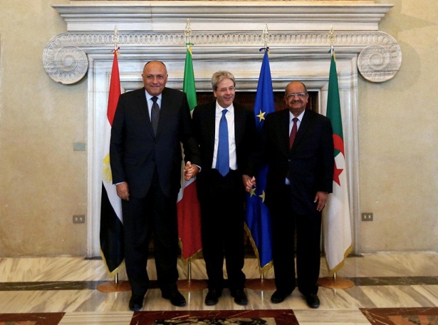 Foreign Ministers of Egypt (left), Italy (center) and Algeria for Maghreb and African Affairs (Photo: Italian Foreign Ministry in Libya)