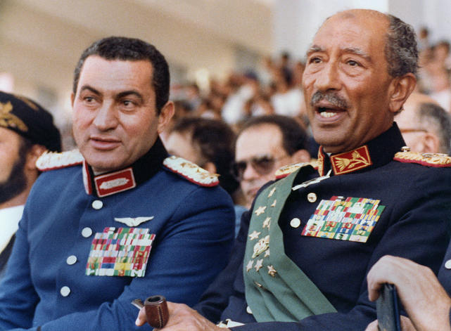 Former Egyptian Presidents Anwar Sadat and Hosni Mubarak