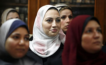 Eman el-Emam (centre) was one of about 30 women judges sworn onto the bench in April 2007 in Egypt. Credit: Reuters / Tara Todras-Whitehill