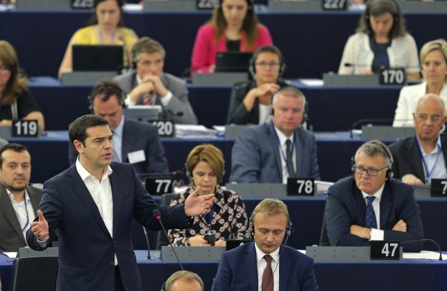 Greek Prime Minister Alexis Tsipras addresses the European Parliament in Strasbourg, France, July 8, 2015. Source: REUTERS/Vincent Kessler