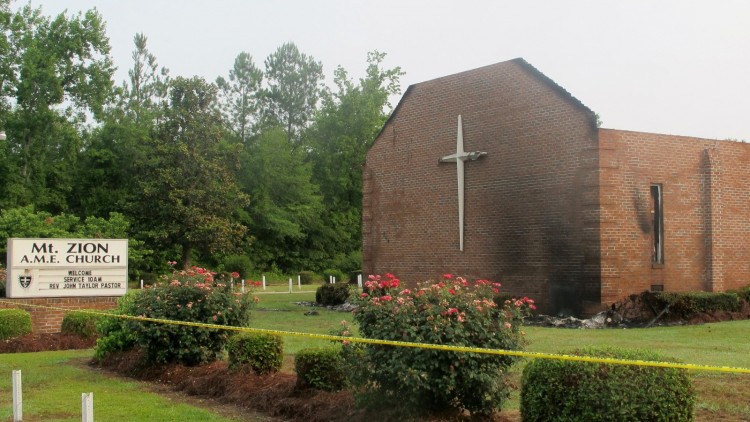 A lightning is suspected of causing fire at Mount Zion African Methodist Episcopal Church. Credit: AP/Bruce Smith
