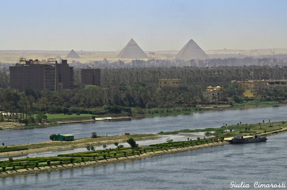 The Nile and Giza Pyramids clear at a distance. Credit: Giulia Cimarosti 