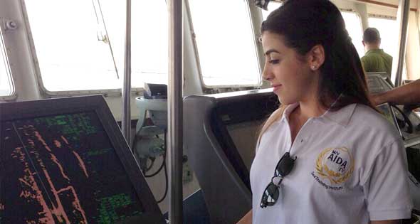 Marwa el-Slehdar on board of Aida 4