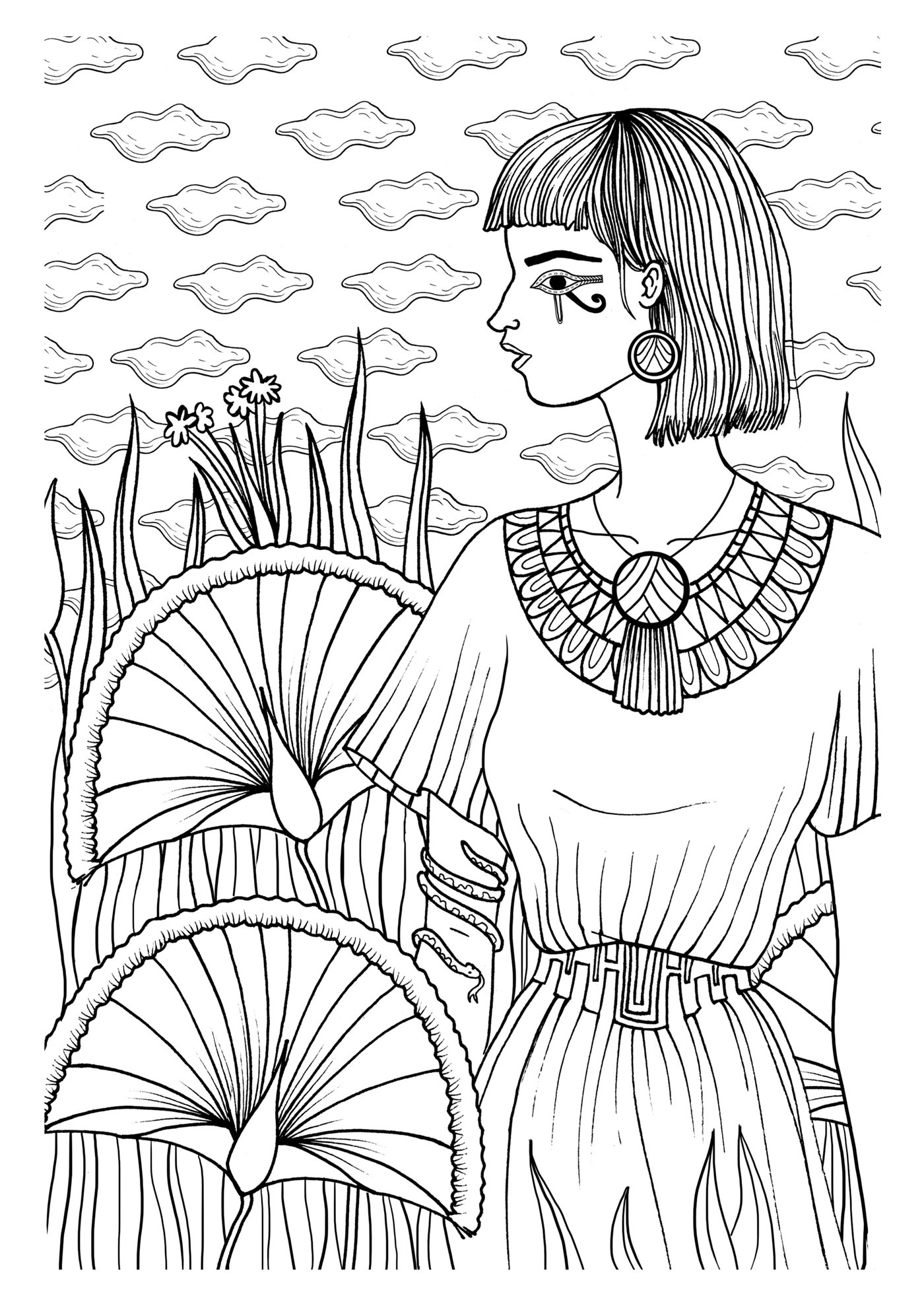 Egypte et Pharaons: 100 Coloriages Anti-Stress by French Auther Mademoiselle Eve focuses on how the Pharaonic  drawings can inspire relaxation and imagination
