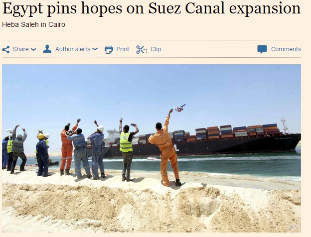 Financial Times' coverage of the New Suez Canal 