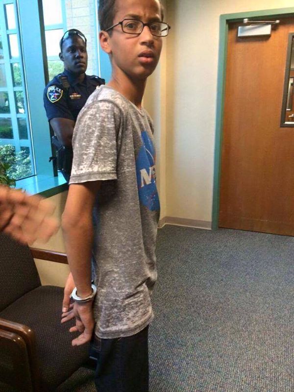Ahmed upon arrest at school.