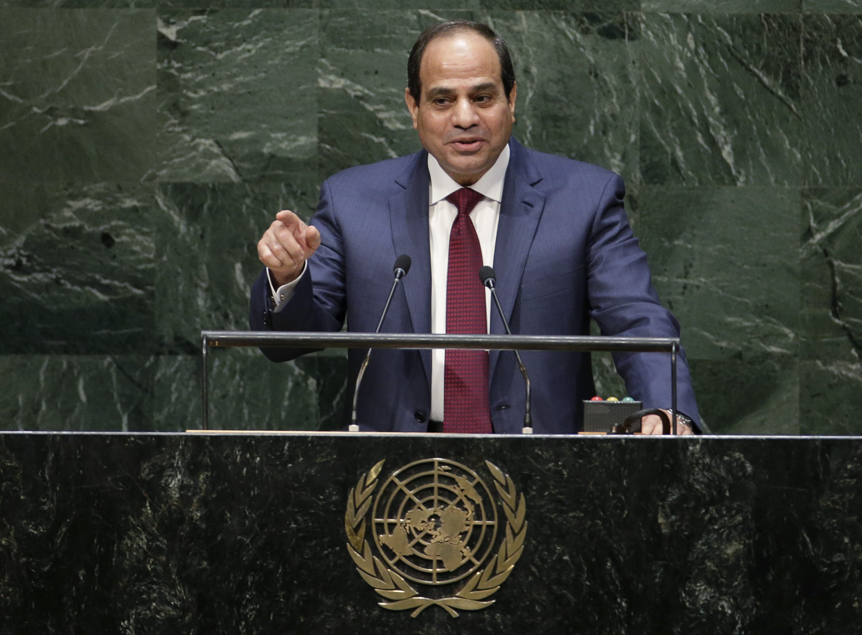 Egypt's President Abdel Fattah al-Sisi addresses the 69th United Nations General Assembly at U.N. headquarters in New York, September 24, 2014. REUTERS/Mike Segar (UNITED STATES - Tags: POLITICS)