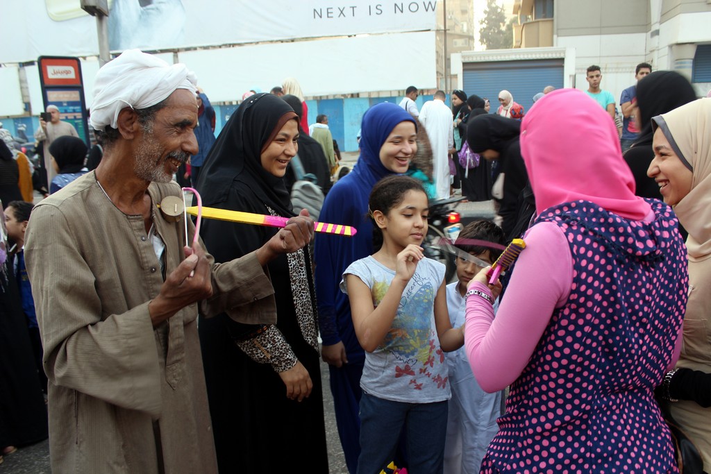 Egyptians celebrate Eid Al-Adha in the street after early morning prayers, September 24, 2015. PHOTO: Ahmed Hamed, Aswat Masriya.