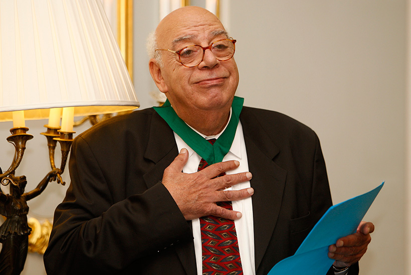 Egyptian playwright Ali Salem receiving the Civil Courage Prize in London, 2008. PHOTO: Kirsty Wigglesworth, Associated Press.