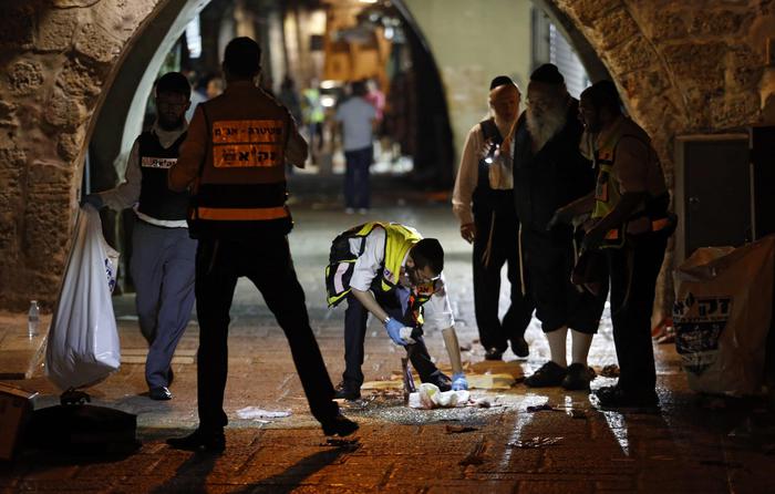 Scene where two Israelis were killed in the Old City, EPA/ABIR SULTAN