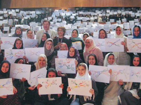 Students and faculty members at Dar Al-Hekma University achieve world record in mind mapping. Credit: Layan Damanhouri/ Saudi Gazette