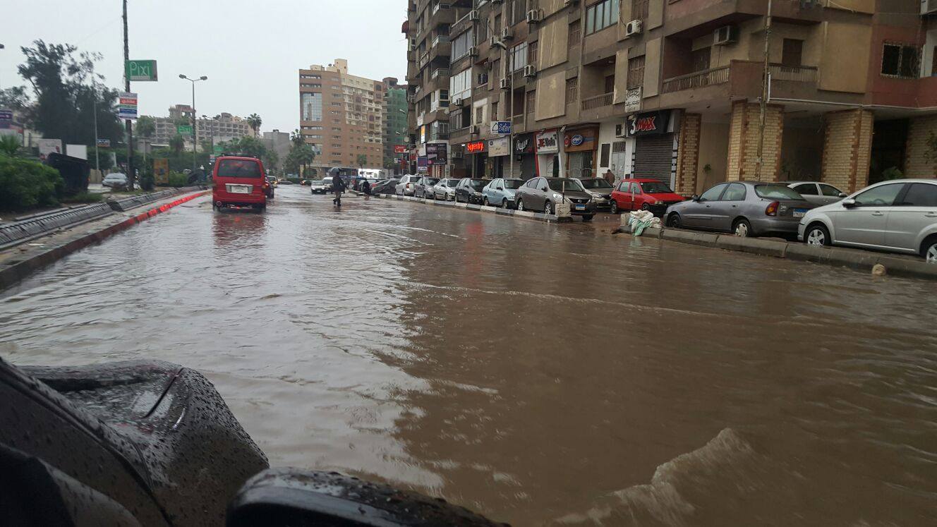 View of a street in Alexandria flooded with accumulated rainwater. Photo: Reem Sami Abul Enain