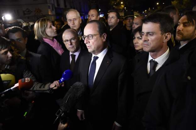 French President Hollande outside Bataclan Theater