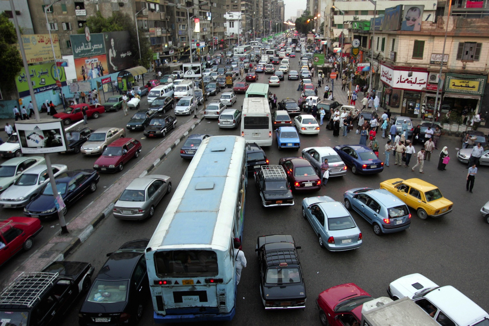 TO GO WITH AFP STORY: (FILES) A file picture dated 10 September 2007 shows cars stuck in a traffic jam in Cairo a few days before the start of the school year and beginning of the holy month of Ramadan. A permanent cacophony in Cairo, already suffering from a record high air pollution, makes the Egyptian capital one of the world's most unbearably noisy cities, according to scientific studies. AFP PHOTO/KHALED DESOUKI (Photo credit should read KHALED DESOUKI/AFP/Getty Images)