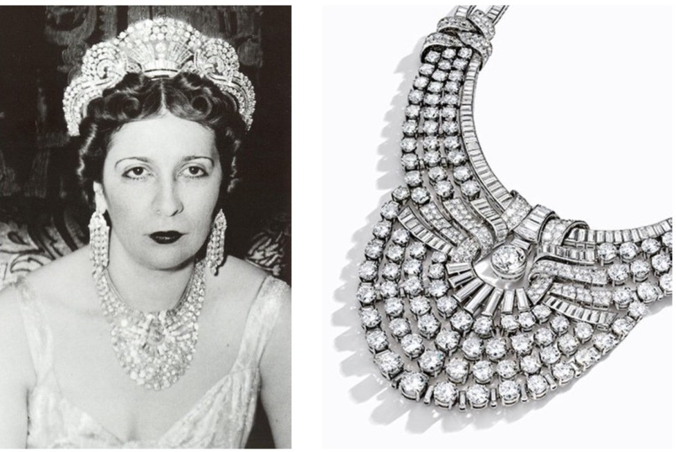 Queen Nazli of Egypt and her diamond necklace recently sold in NY