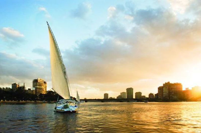 Felucca 3-The traditional felucca boats on the surface of the magnificent Nile river copy