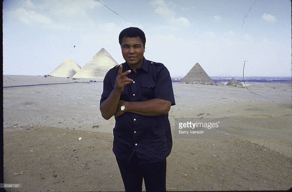 Muhammad Ali at the Pyramids in the 1980s