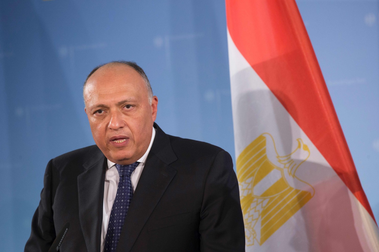Sameh Shoukry at a press conference in Berlin in January 2016 (Axel Schmidt/AFP/Getty Images)